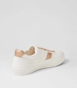 Tristy White Rose Gold Recycled Canvas Sneakers -Lynx Shoes Shop IL12170W94C2 4