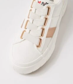 Tristy White Rose Gold Recycled Canvas Sneakers -Lynx Shoes Shop IL12170W94C2 5