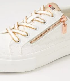 Treenie White Rose Gold Recycled Canvas Sneakers -Lynx Shoes Shop IL12171W94C2 6