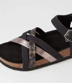 Zisso Black Mix Sandals -Lynx Shoes Shop IL12176BLAEX 6