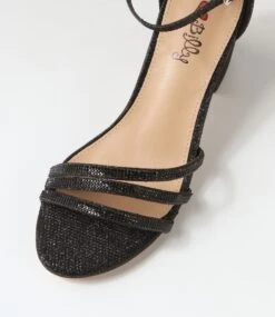 Jalim Black Glitter Sandals -Lynx Shoes Shop IL12204BLA48 5