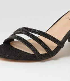 Jalim Black Glitter Sandals -Lynx Shoes Shop IL12204BLA48 6