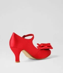 Mirose Red Satin Mary Jane Heels -Lynx Shoes Shop IL12211REDCB 4