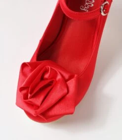 Mirose Red Satin Mary Jane Heels -Lynx Shoes Shop IL12211REDCB 5
