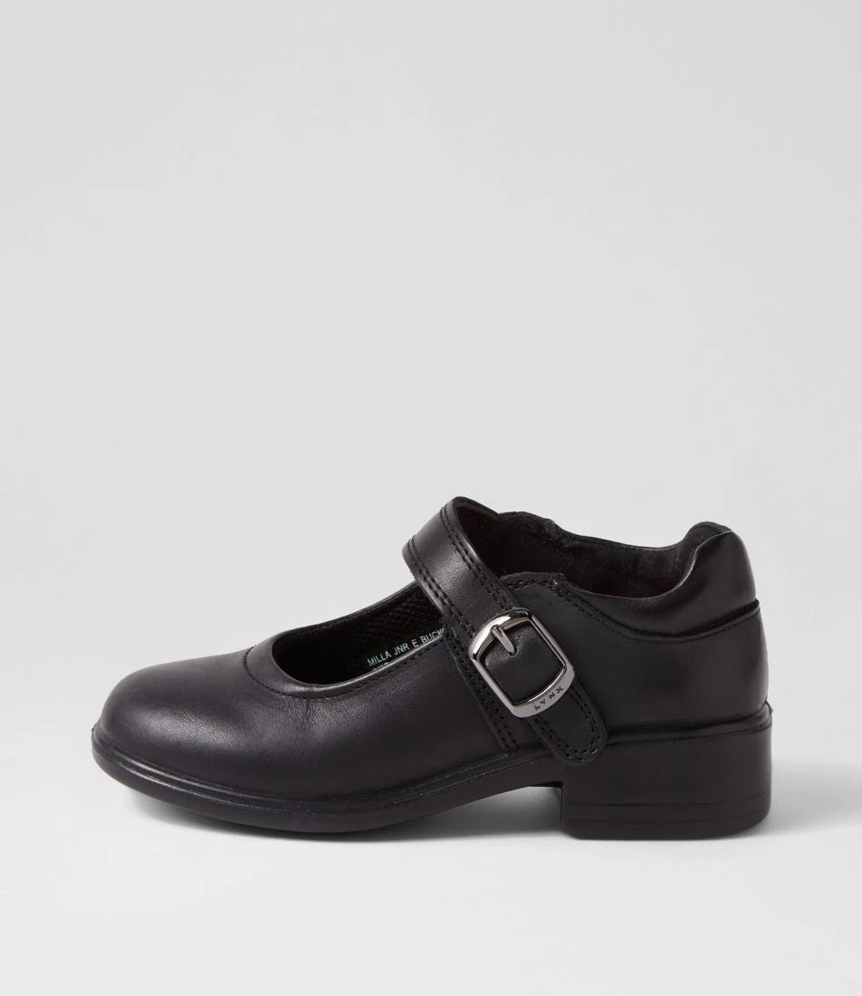 Lynx Milla Jnr E Buckle Black Leather Flat Shoes 3 Lynx Milla Jnr E Buckle Black Leather Flat Shoes