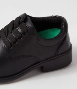 Lynx Mylie Jnr E Lace Black Leather Lace Up Flats -Lynx Shoes Shop LX10090BLALE 6