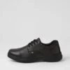 Elite Snr Black Leather Lace Up Flats -Lynx Shoes Shop RC10054BLALE 2