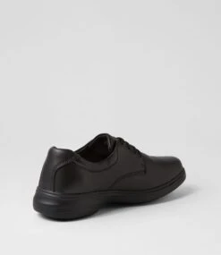 Elite Snr Black Leather Lace Up Flats -Lynx Shoes Shop RC10054BLALE 4