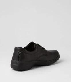 Elite Jnr Black Leather Lace Up Flats