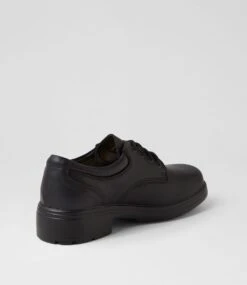 Metro Snr Black Leather Lace Up Flats -Lynx Shoes Shop RC10066BLALE 4