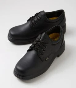 Metro Snr Black Leather Lace Up Flats -Lynx Shoes Shop RC10066BLALE 6