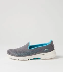Skechers Go Walk 6 Charcoal Aqua Sneakers