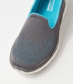 Skechers Go Walk 6 Charcoal Aqua Sneakers -Lynx Shoes Shop SK11285GIEWI 5