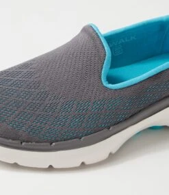 Skechers Go Walk 6 Charcoal Aqua Sneakers -Lynx Shoes Shop SK11285GIEWI 6