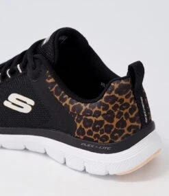 Skechers Flex Appeal 4.0 Black Leopard Sneakers -Lynx Shoes Shop SK11292BBAWI 6