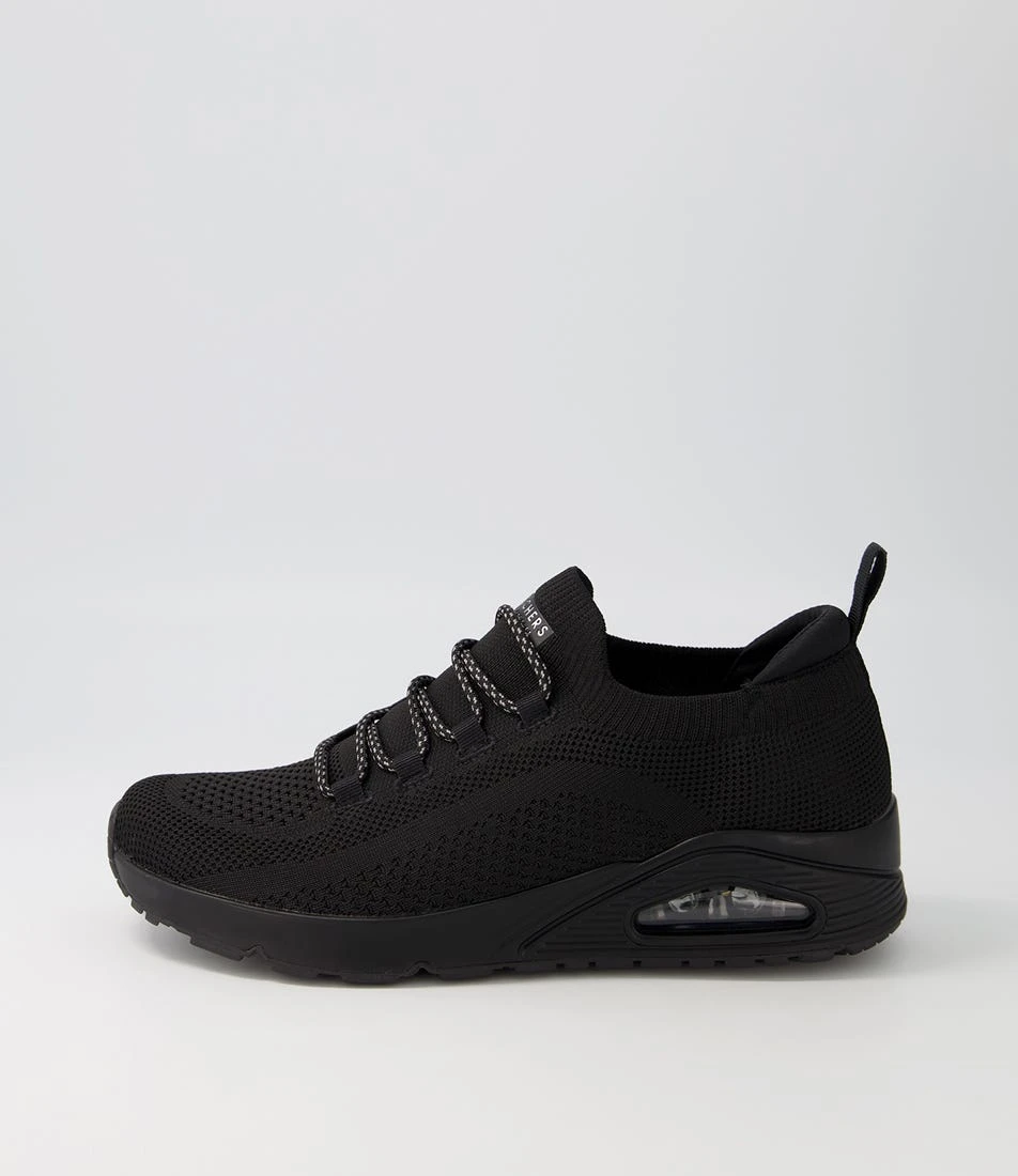 Skechers Uno Black Black Knit Sneakers 2 Skechers Uno Black Black Knit Sneakers