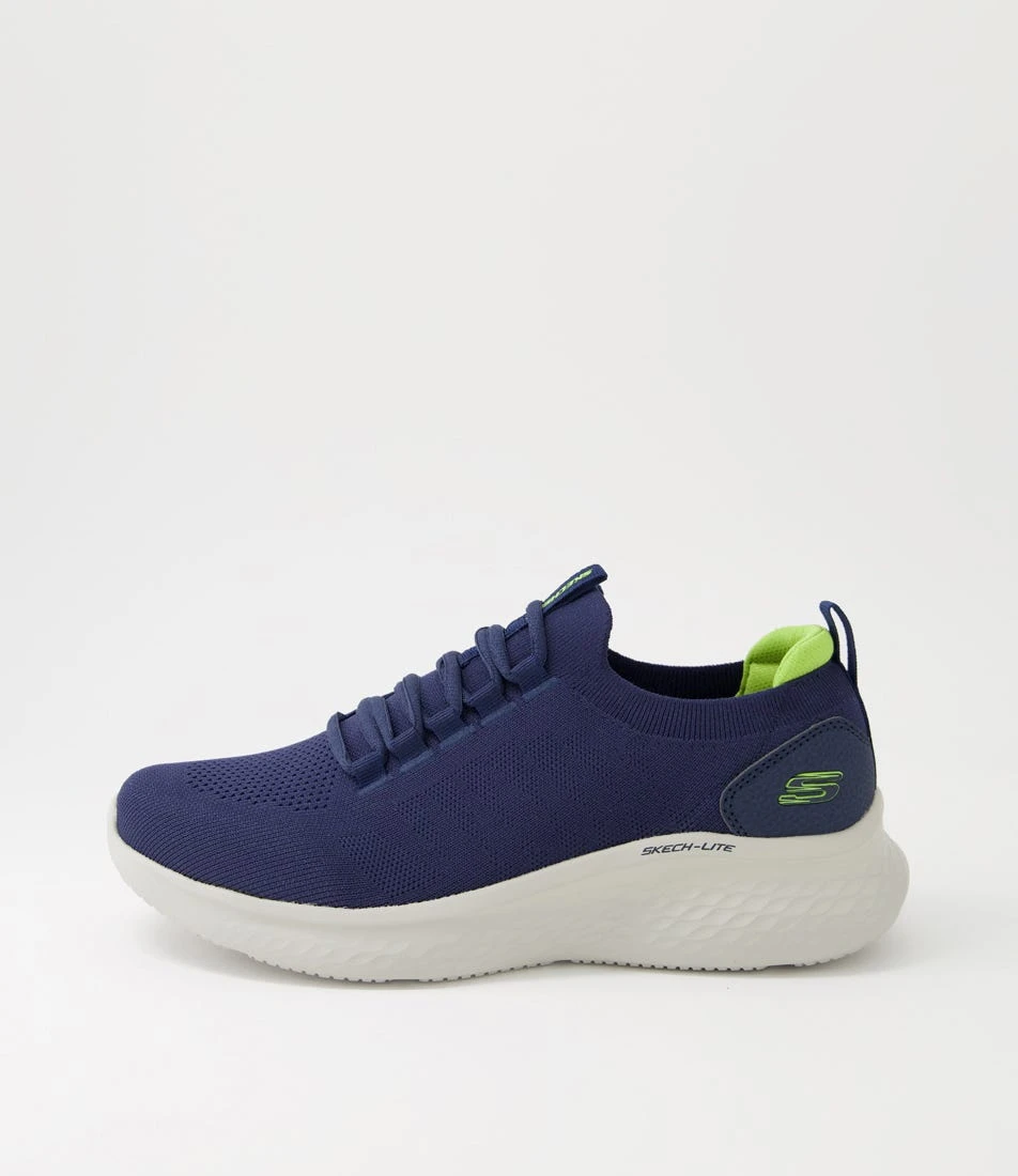 Skechers Skech Navy Lime Knit Sneakers 3 Skechers Skech Navy Lime Knit Sneakers