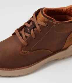 Skechers Doveno Molens Dark Brown Leather Lace Up Boots -Lynx Shoes Shop SK11357E25LE 6
