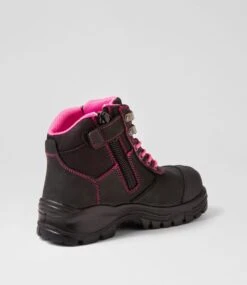 Skechers Comp Toe Black Pink Leather Mesh Work Boots -Lynx Shoes Shop SK11378BCD73 4