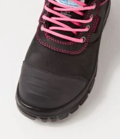 Skechers Comp Toe Black Pink Leather Mesh Work Boots -Lynx Shoes Shop SK11378BCD73 5