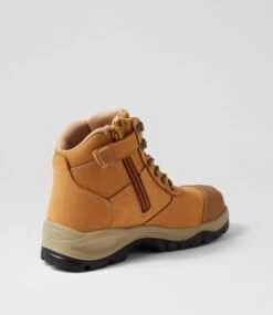 Skechers Skx Work Comp Toe Wheat Leather Lace Up Boots -Lynx Shoes Shop SK11382TDZLE 4