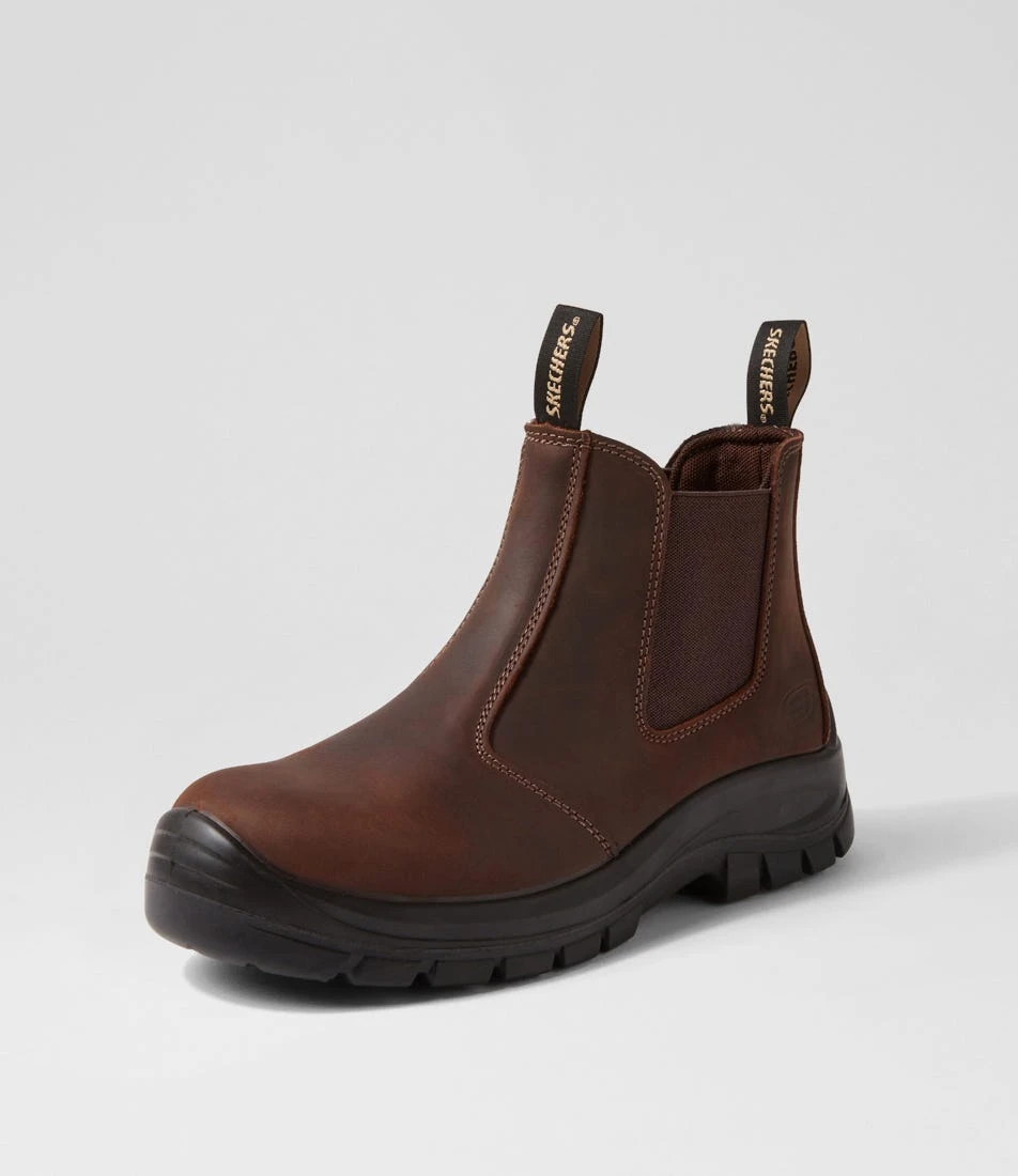 Skechers Skx Work Dark Brown Leather Chelsea Boots 4 Skechers Skx Work Dark Brown Leather Chelsea Boots - Image 2