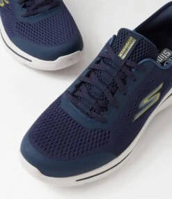Skechers Go Walk Arch Fit Navy Yellow Mesh Sneakers -Lynx Shoes Shop SK11406DBYAA 6