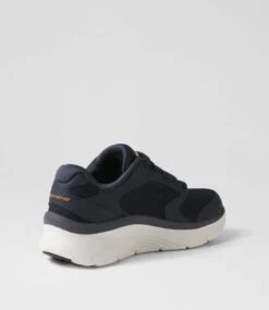 Skechers Arch Fit Dlux Navy Orange Fabric Sneakers -Lynx Shoes Shop SK11407DQAFA 4