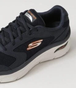 Skechers Arch Fit Dlux Navy Orange Fabric Sneakers -Lynx Shoes Shop SK11407DQAFA 6