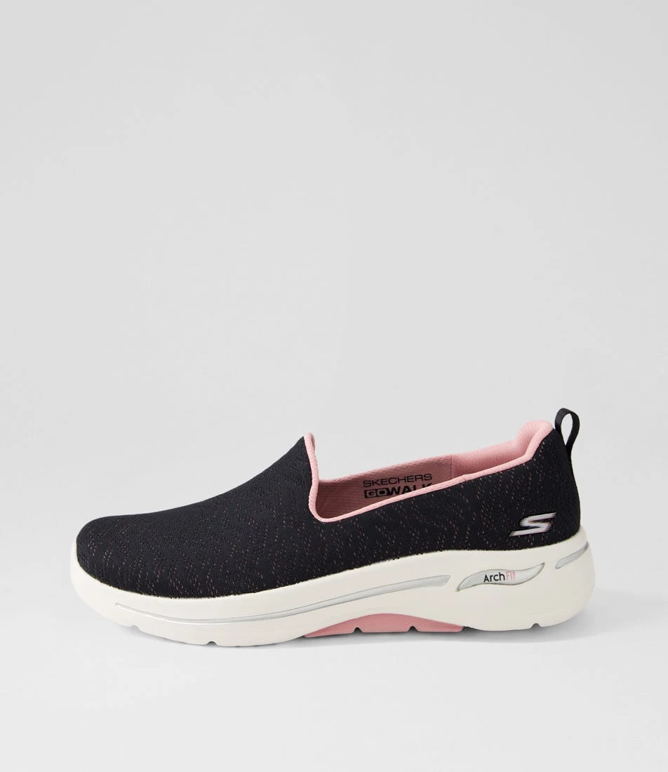Skechers Go Walk Arch Fit Black Pink Fabric Sneakers 3 Skechers Go Walk Arch Fit Black Pink Fabric Sneakers