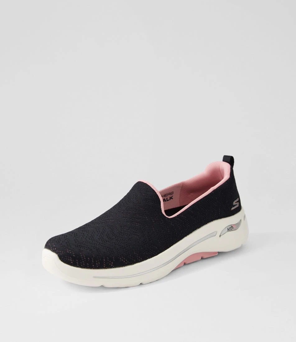 Skechers Go Walk Arch Fit Black Pink Fabric Sneakers 4 Skechers Go Walk Arch Fit Black Pink Fabric Sneakers - Image 2