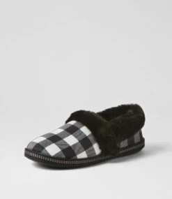 Skechers Cozy Campfire Black White Slippers -Lynx Shoes Shop SK11421BCZWI 3
