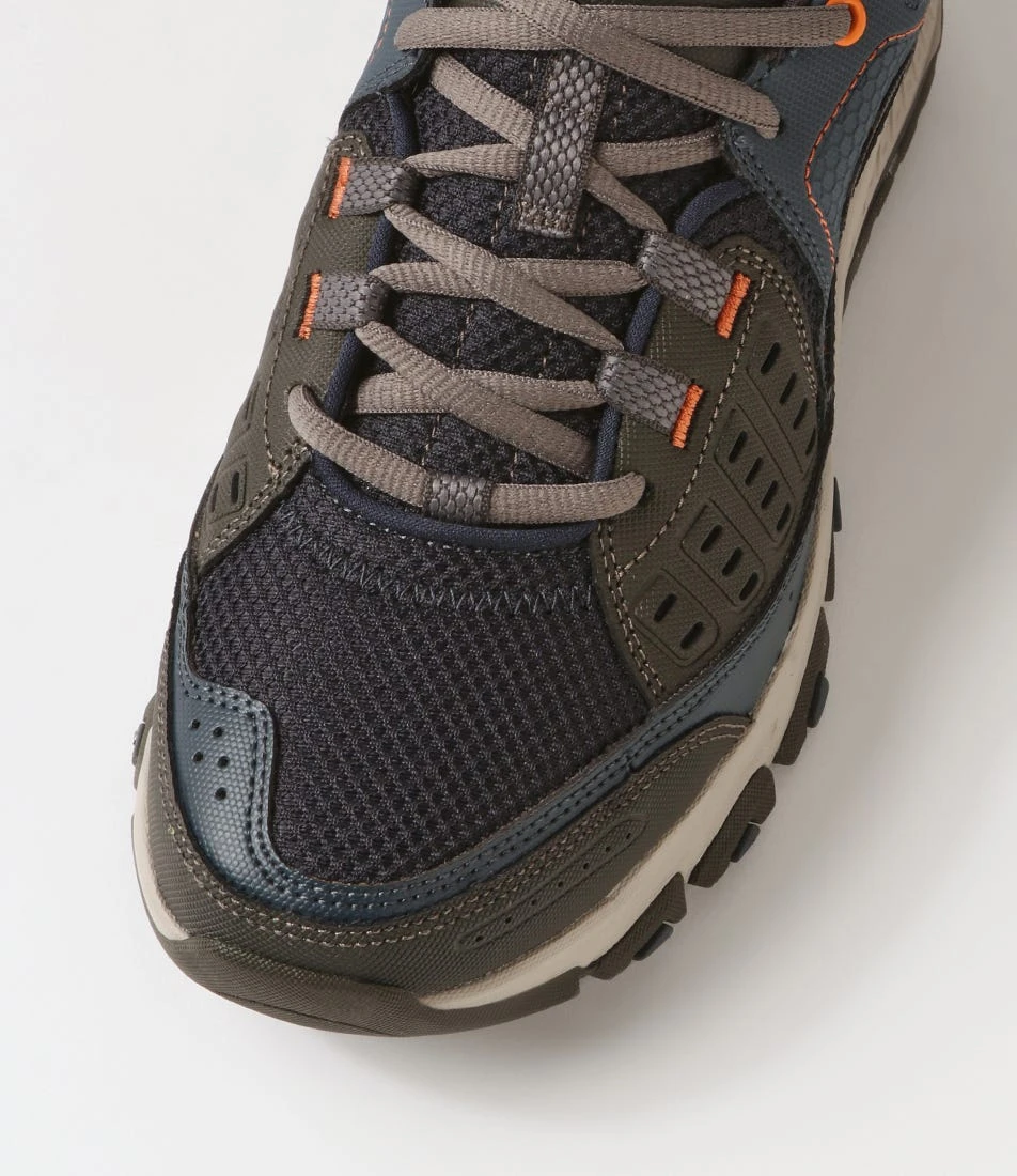 Skechers Arch Fit Navy Orange Leather Mesh Lace Up Flats 6 Skechers Arch Fit Navy Orange Leather Mesh Lace Up Flats - Image 4