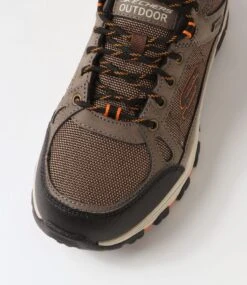 Skechers Selmen Cormack Dark Taupe Leather Mesh Lace Up Flats -Lynx Shoes Shop SK11428NAF73 5