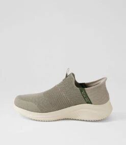 Skechers Ultra Flex 3 Vp Taupe Olive Mesh Sneakers