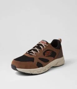 Skechers Oak Canyon Brown Black Suede Mesh Lace Up Flats -Lynx Shoes Shop SK11453EFHDE 3