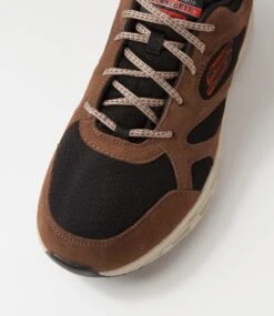 Skechers Oak Canyon Brown Black Suede Mesh Lace Up Flats -Lynx Shoes Shop SK11453EFHDE 5