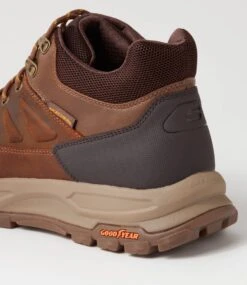 Skechers Zeller Dark Brown Leather Lace Up Boots -Lynx Shoes Shop SK11457E25LE 6