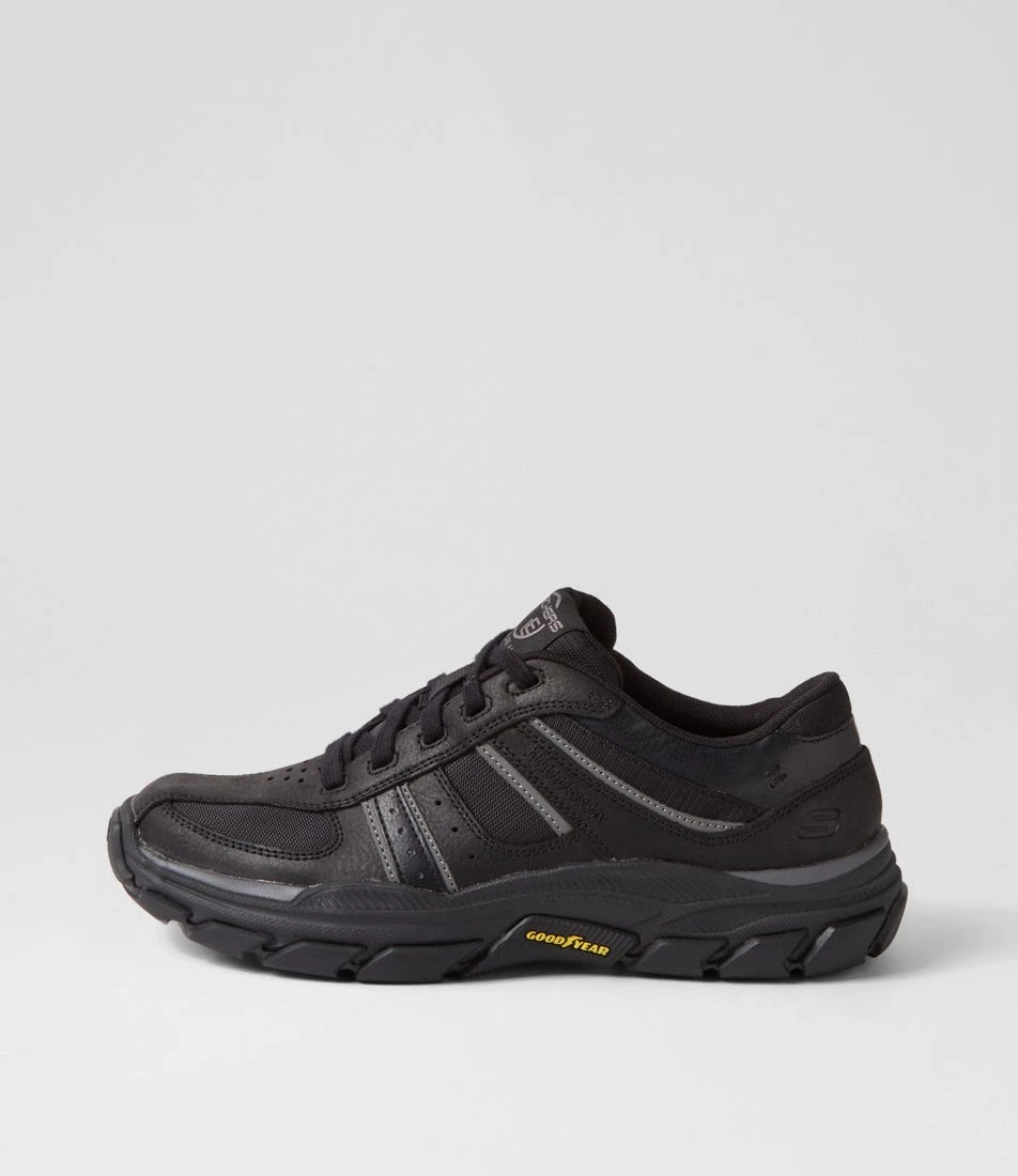 Skechers Respected Black Leather Lace Up Flats 3 Skechers Respected Black Leather Lace Up Flats