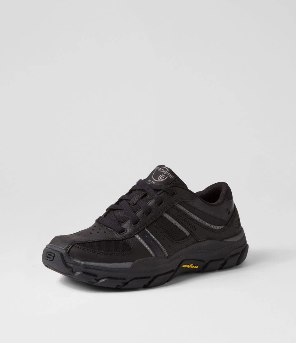 Skechers Respected Black Leather Lace Up Flats 4 Skechers Respected Black Leather Lace Up Flats - Image 2