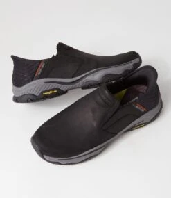 Skechers Craster Lanigan Black Leather Flat Shoes -Lynx Shoes Shop SK11459BLALE 6