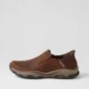 Skechers Craster Dark Brown Leather Flat Shoes -Lynx Shoes Shop SK11459E25LE 2