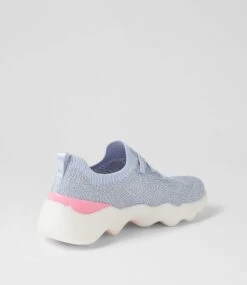 Skechers Go Walk Massage Grey Pink Fabric Sneakers -Lynx Shoes Shop SK11469GIFWI 4