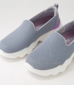 Skechers Go Walk Massage Grey Lavender Fabric Sneakers -Lynx Shoes Shop SK11470GSAWI 6