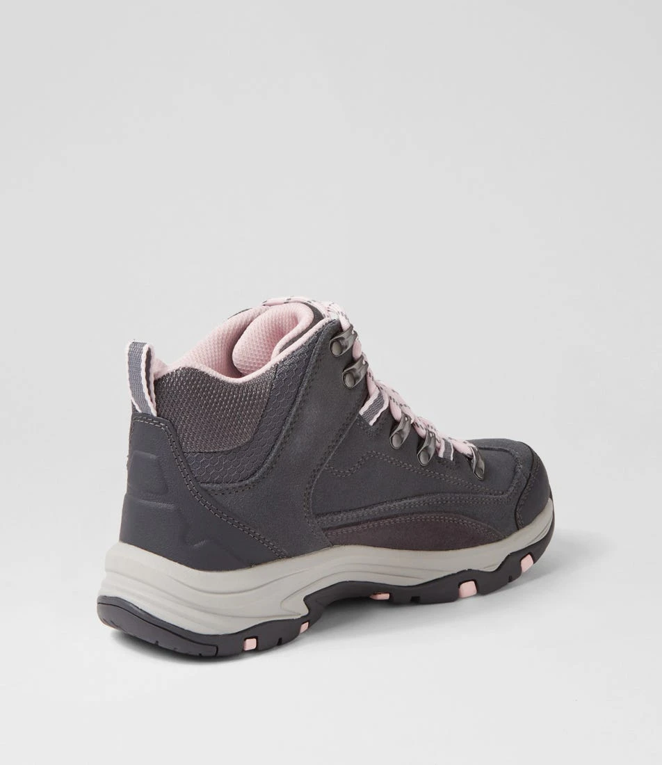 Skechers Trego Grey Pink Leather Lace Up Boots 5 Skechers Trego Grey Pink Leather Lace Up Boots - Image 3