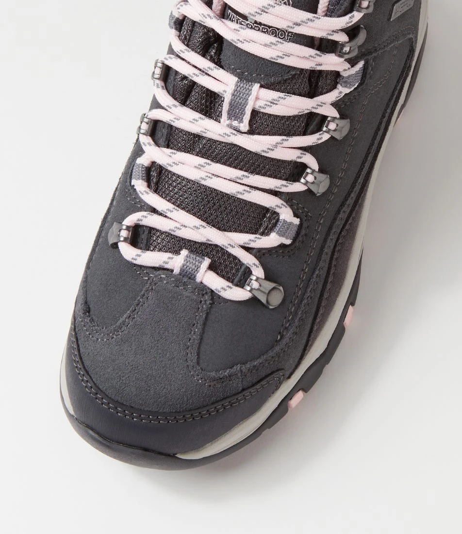 Skechers Trego Grey Pink Leather Lace Up Boots 6 Skechers Trego Grey Pink Leather Lace Up Boots - Image 4