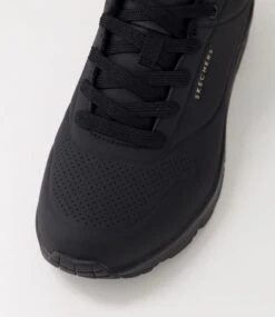 Skechers Uno Wide Fit Black Smooth Sneakers -Lynx Shoes Shop SK11484B58SM 5