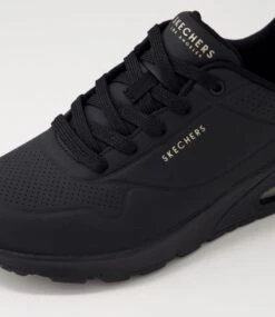 Skechers Uno Wide Fit Black Smooth Sneakers -Lynx Shoes Shop SK11484B58SM 6