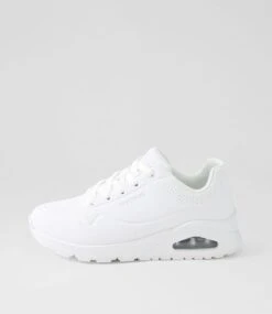 Skechers Uno Wide Fit White Smooth Sneakers