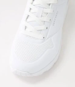 Skechers Uno Wide Fit White Smooth Sneakers -Lynx Shoes Shop SK11484WHISM 5